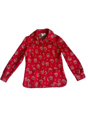 Vintage 1970s Garay Ltd. Red Floral Print Blazer Jacket